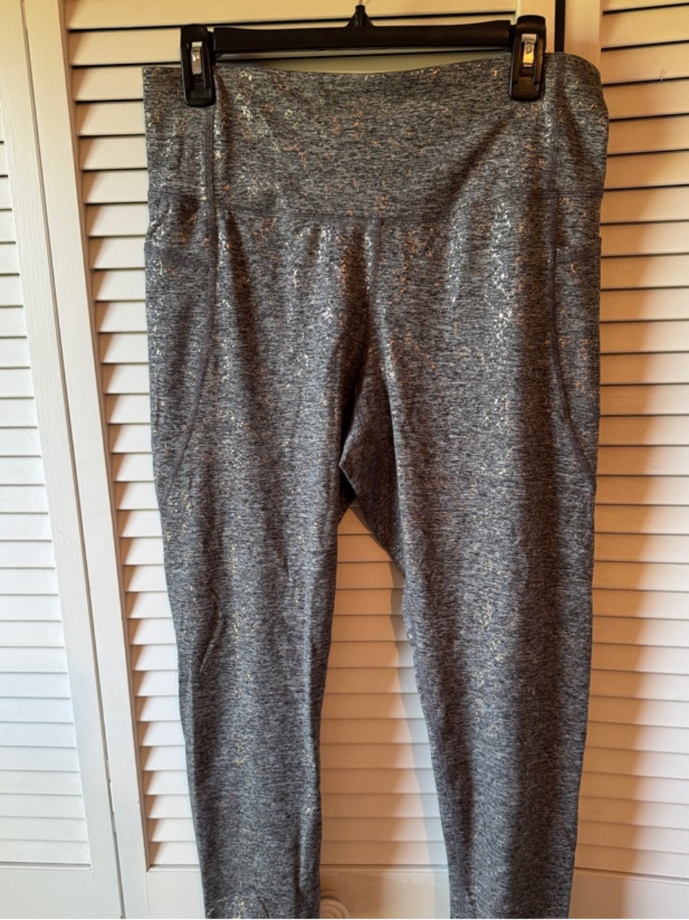 Champion Gray Heather High-Rise Leggings with Subtle Shine